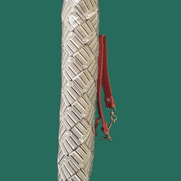 QR Code Nahui Ollin Black and White Wristlet with Red Leather Handle EUC - Picture 5 of 10